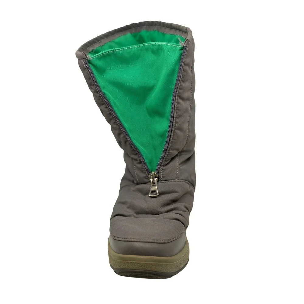 Tecnica‎ Vintage Moon Boots Gray Nylon Front Zip Winter Snow Boots Size EU 45